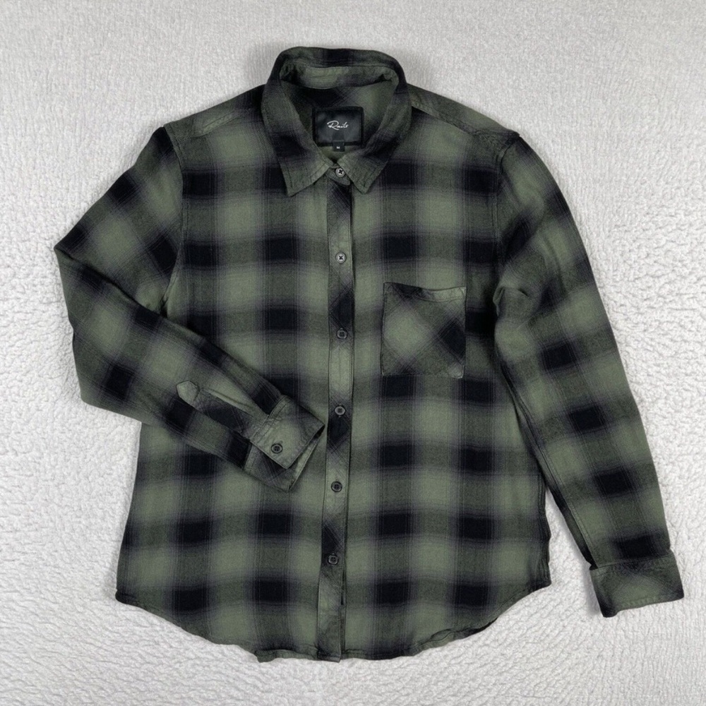 Rails Womens Shirt Medium Green Plaid Rayon button down